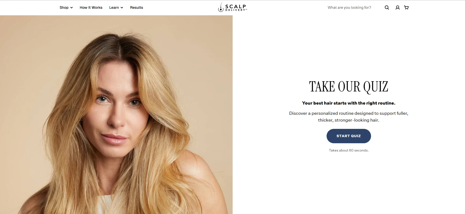 Scalp Delivery quiz landing screen