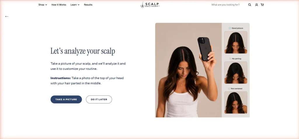 Scalp photo upload and AI analysis step